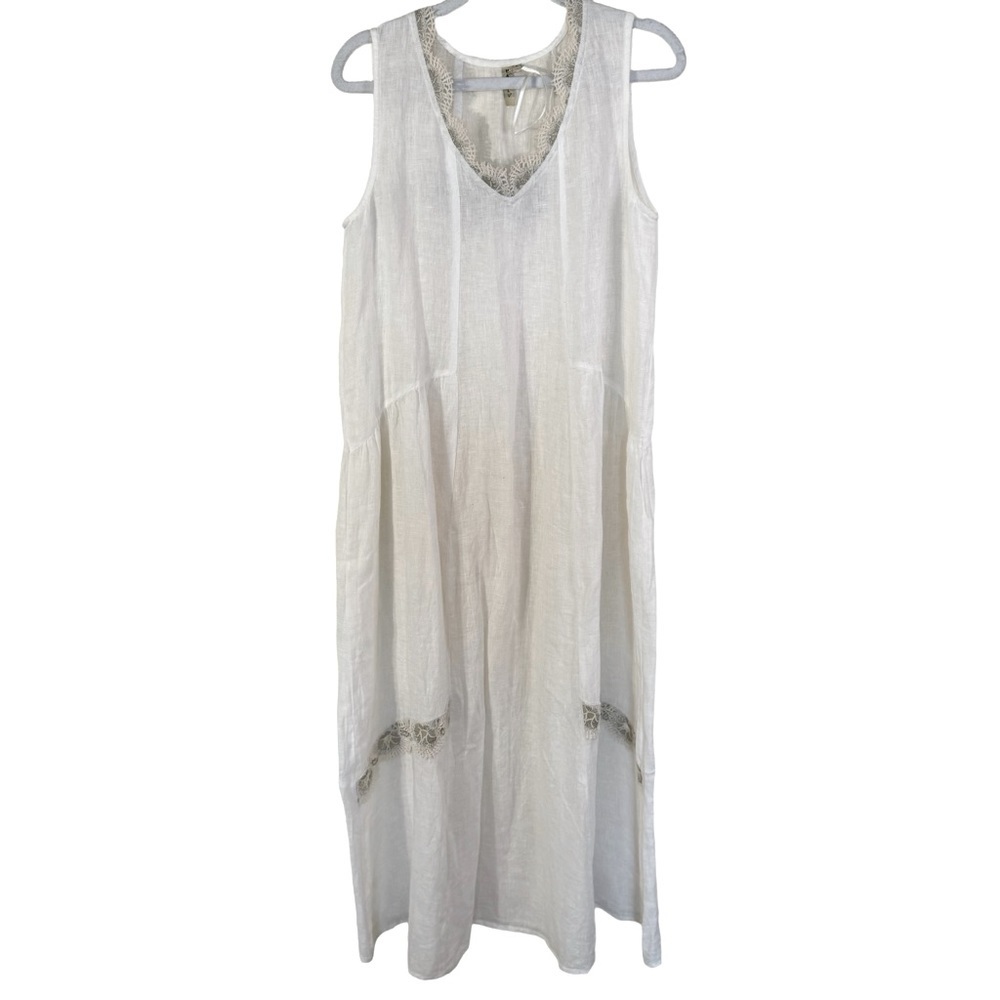 Natural Very Light Weight Linen/Cotton Sleeveless Midi Sundress